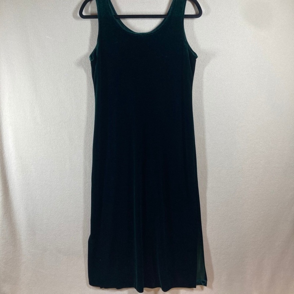 Vintage Piccalino Petites Velvet Dress Med Emerald Green Tank Maxi Holiday Glam‎